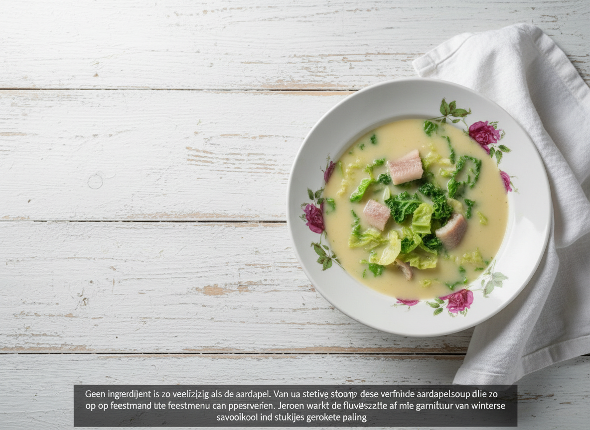 Aardappelsoep met groene kool en paling