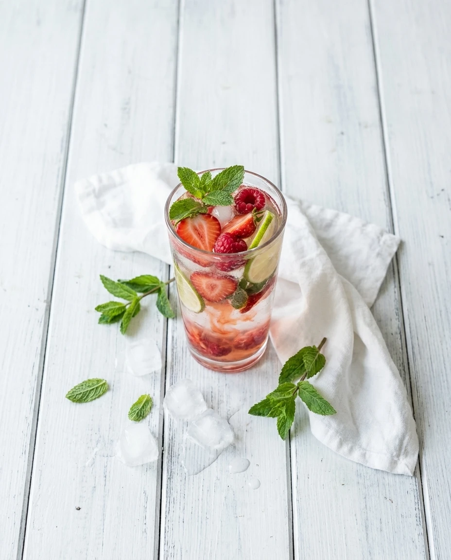 Aardbeien- en frambozenlimonade
