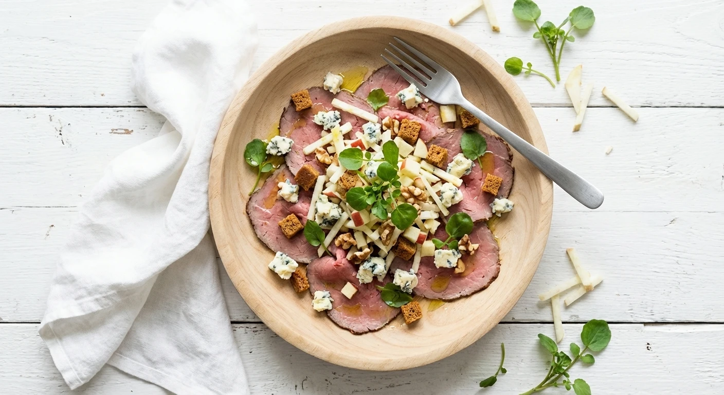 Carpaccio van rosbief, waldorf-stijl