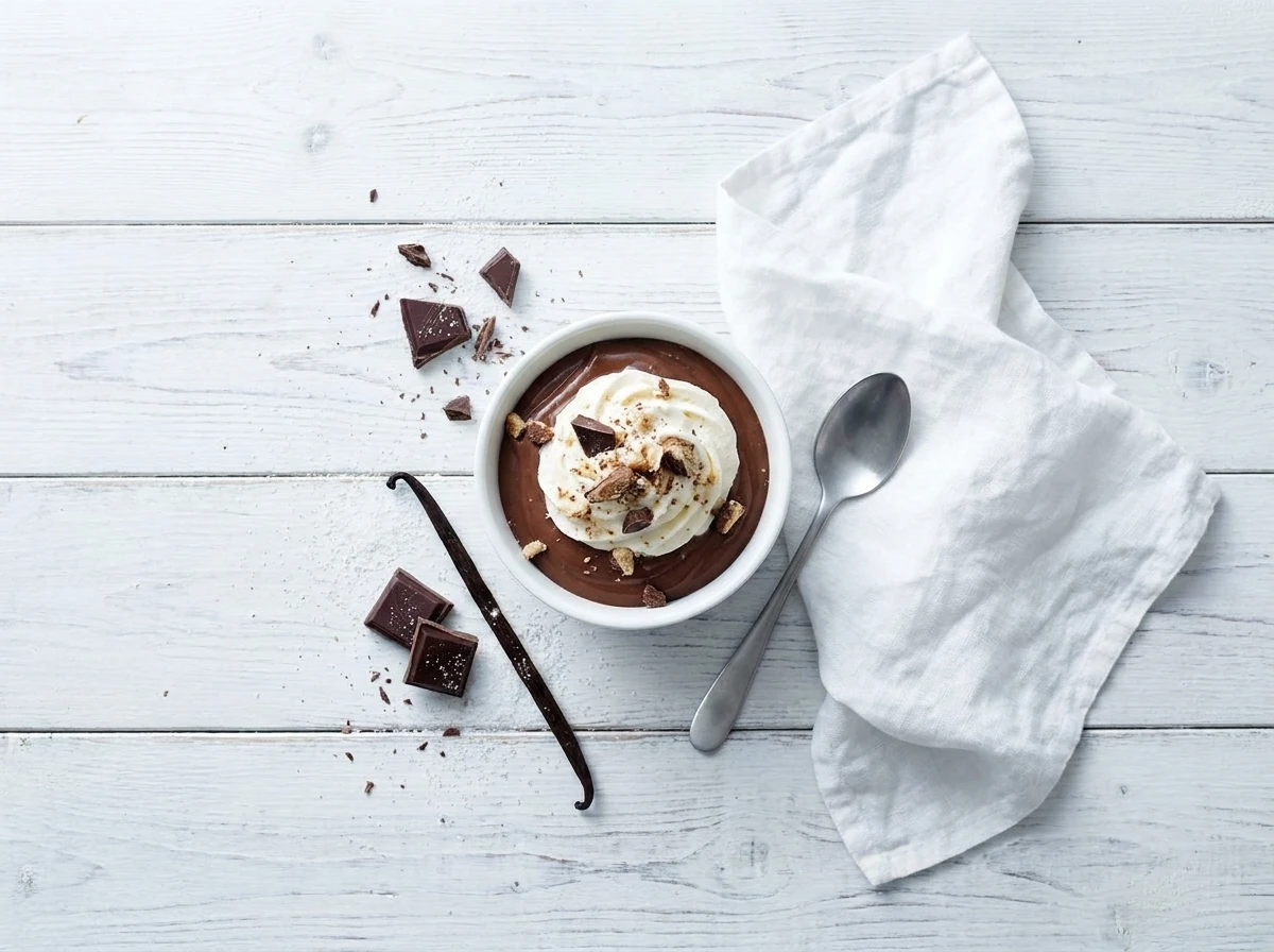 Chocoladepudding met vanilleroom