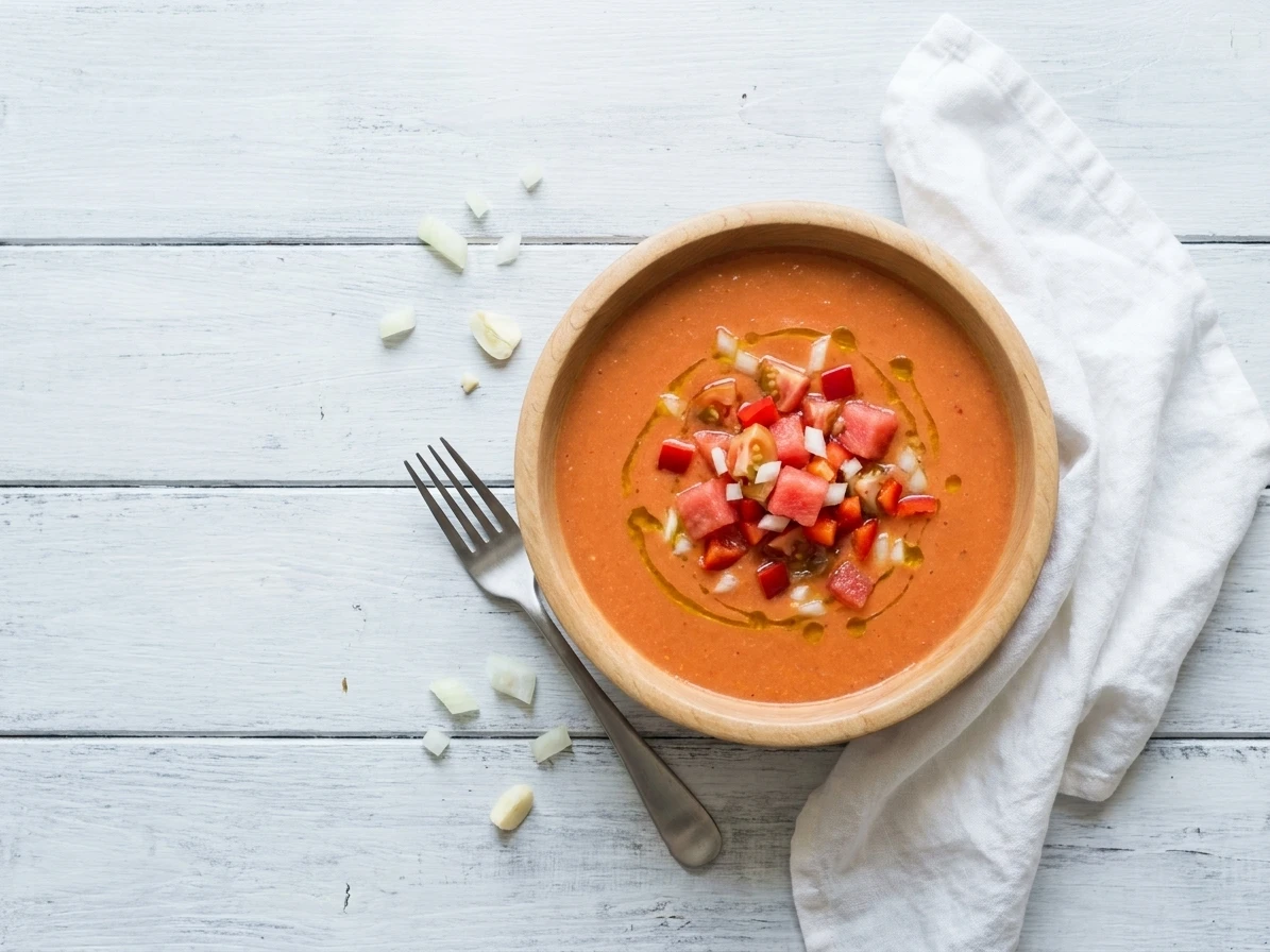 Gazpacho van tomaat en watermeloen