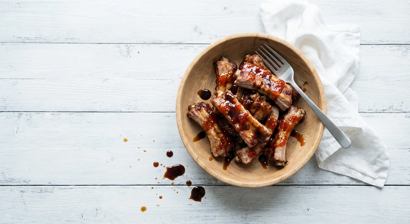 Gelakte ribben met sweet chiliketchup