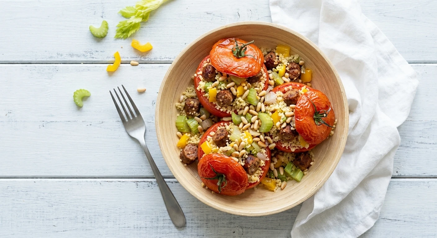 Gevulde tomaten met merguez en couscous
