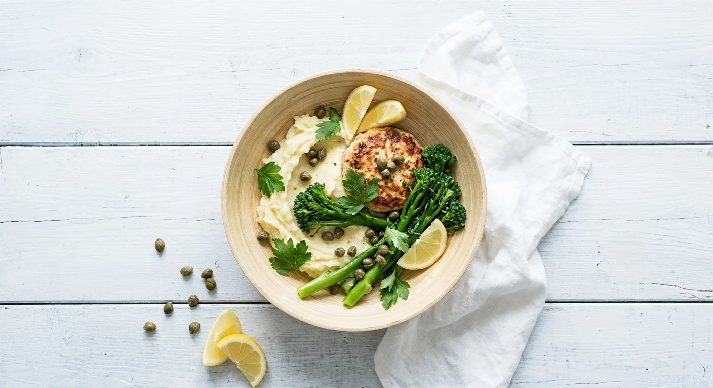 Kippenburgers met parmezaanpuree en broccolini