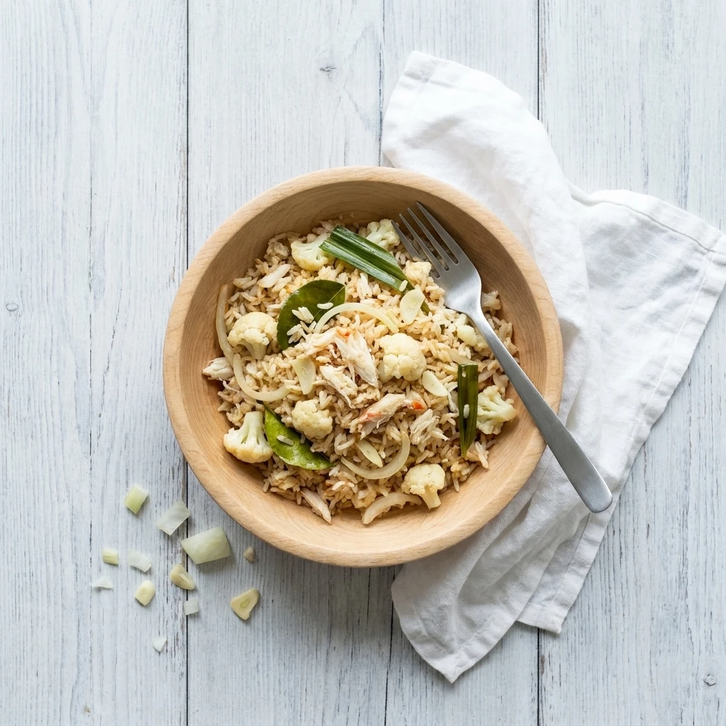 Nasi met krab en bloemkool