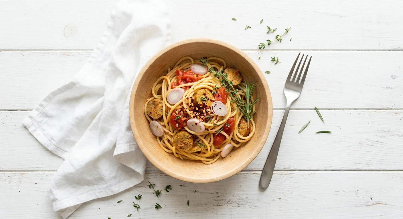 Pasta met tomaat, saffraan en venkelworst