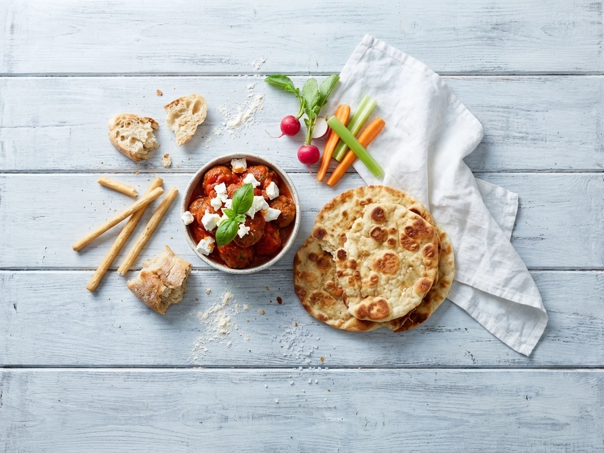 Polpette met tomatensaus en flatbread