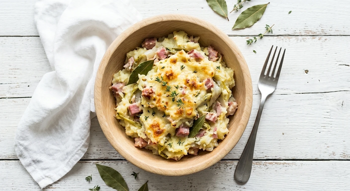 Stoemp met witloof, ham en kaas