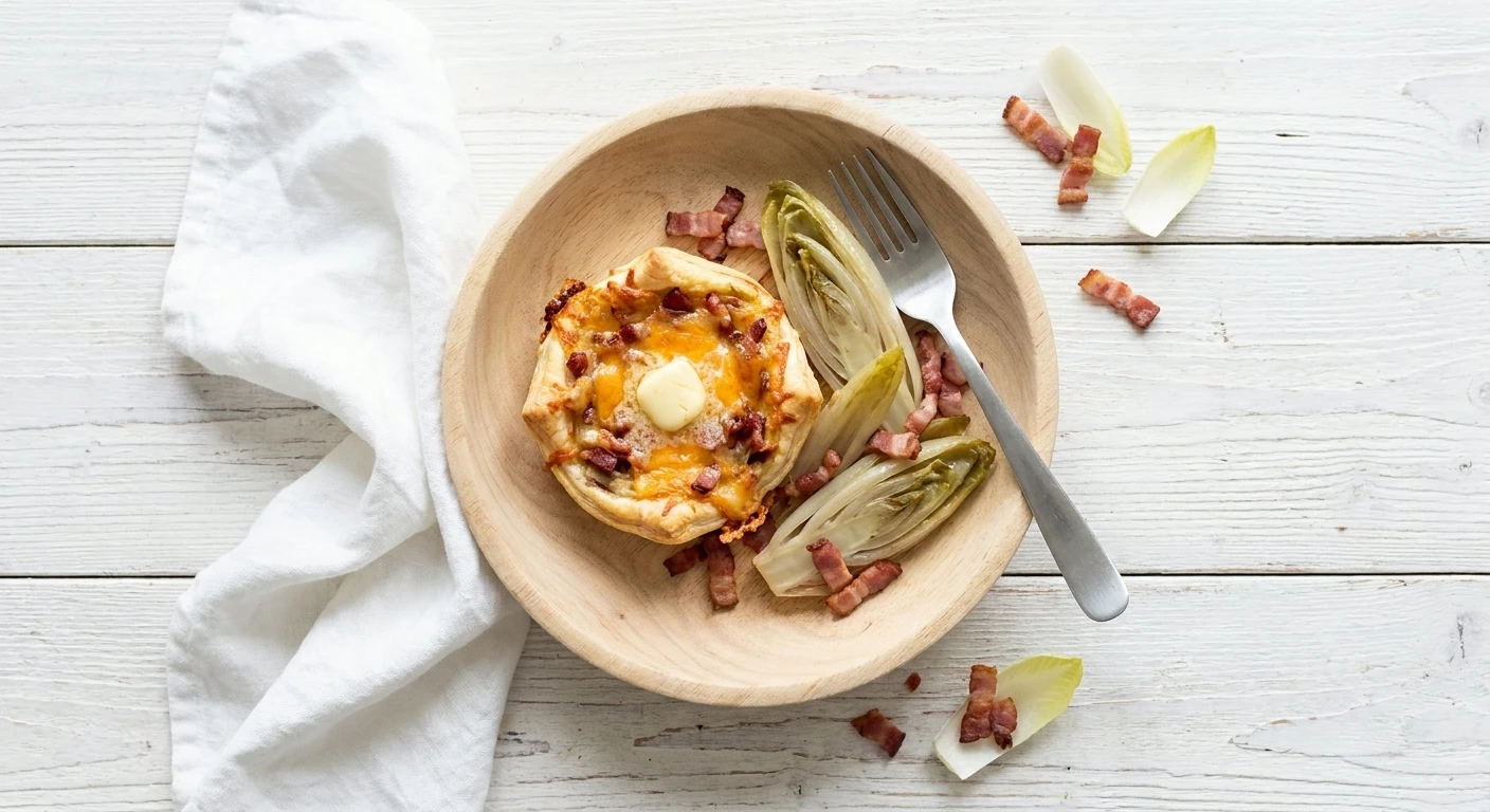 Taartje met witloof, cheddar en spek