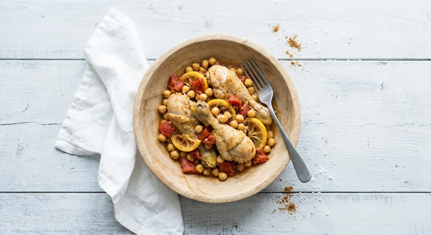 Tajine met kip, kikkererwten en tomaat