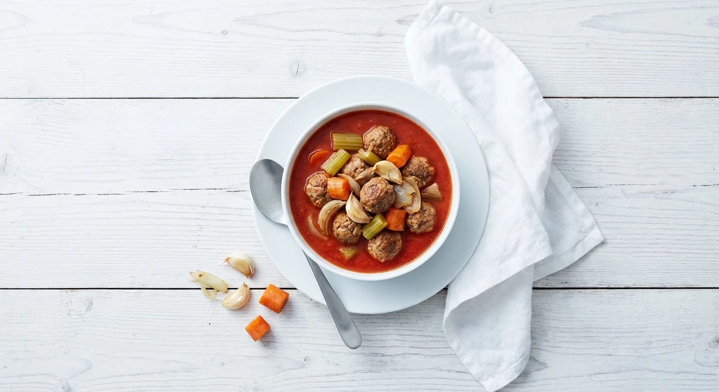 Tomatensoep met veel balletjes