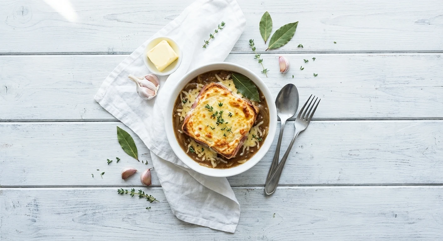 Uiensoep met croque monsieur